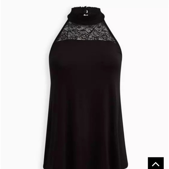 Torrid Lace Yoke Halter Top - Super Soft Black, SZ 2X EUC - Picture 7 of 8